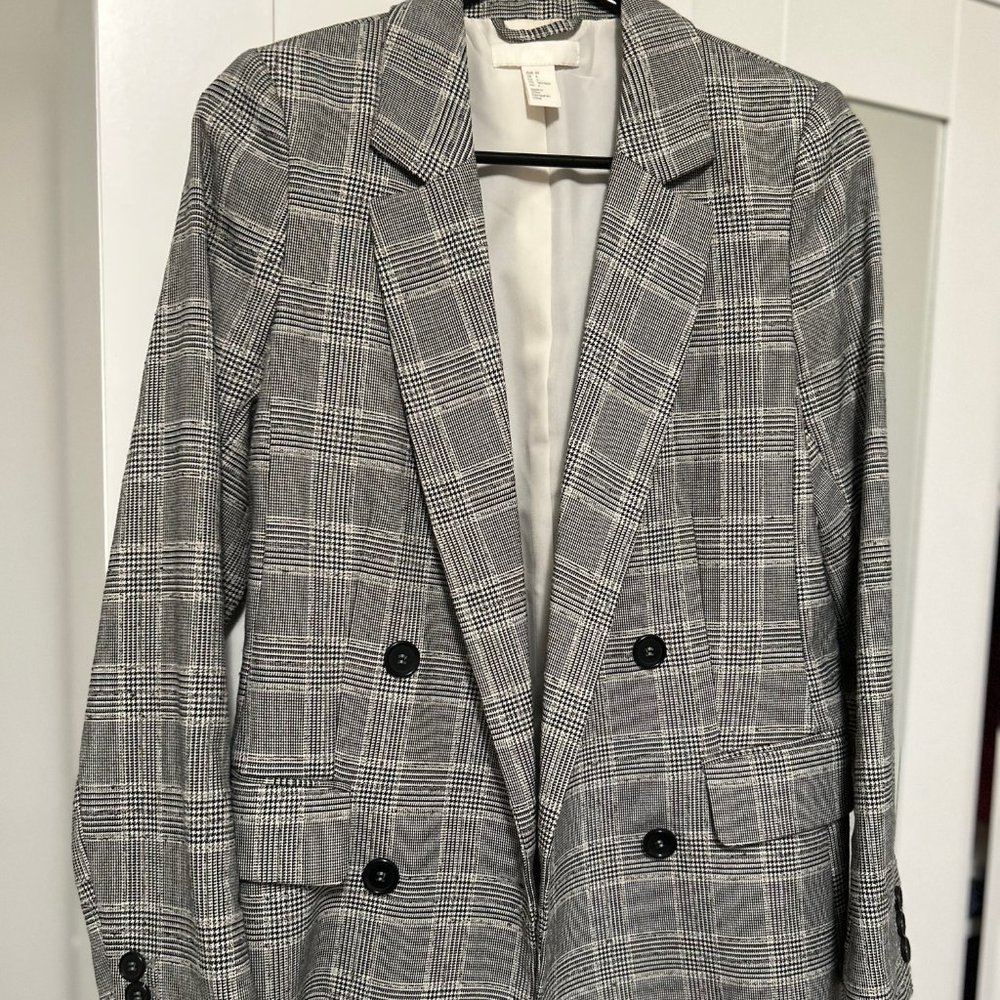H&M Plaid Blazer Size 4 Pre-Owned